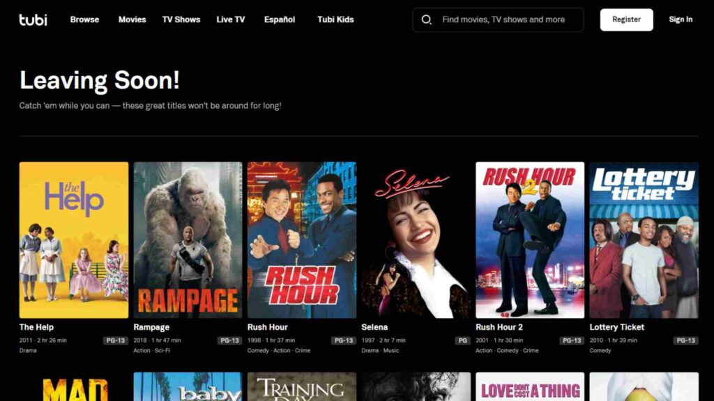 Hurawatch Alternatives- tubitv