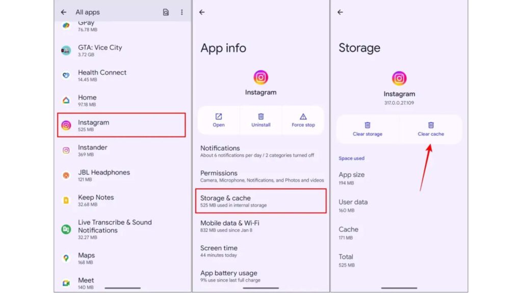 Remove Instagram App Cache on Android