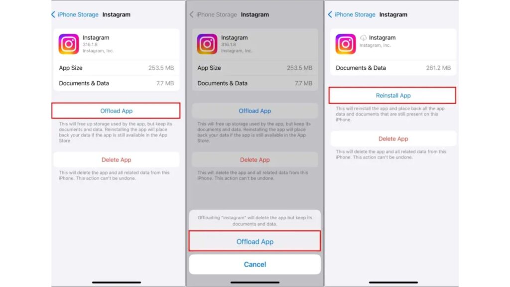 reinstall Instagram App on iPhone