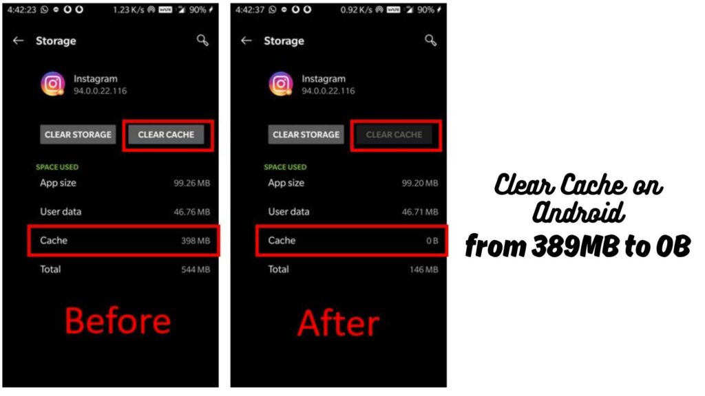 Clear Instagram Cache from Setting