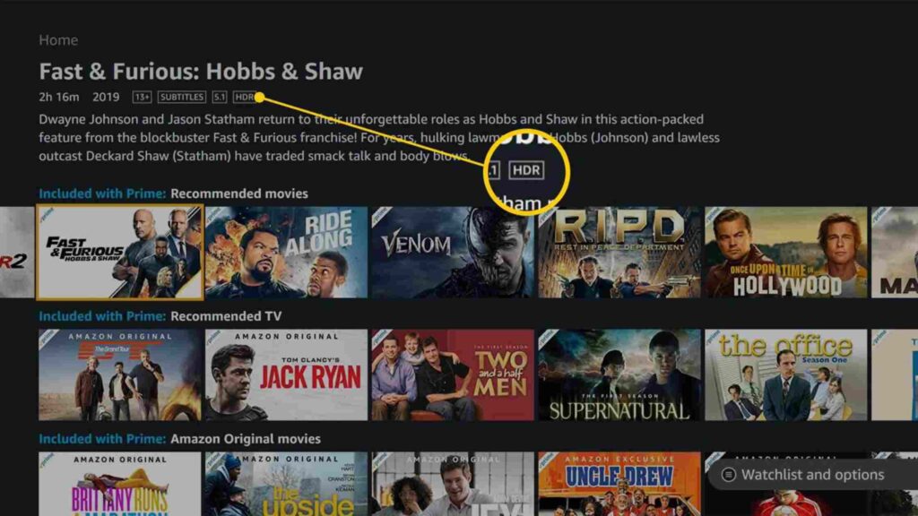 HDR on amazon prime