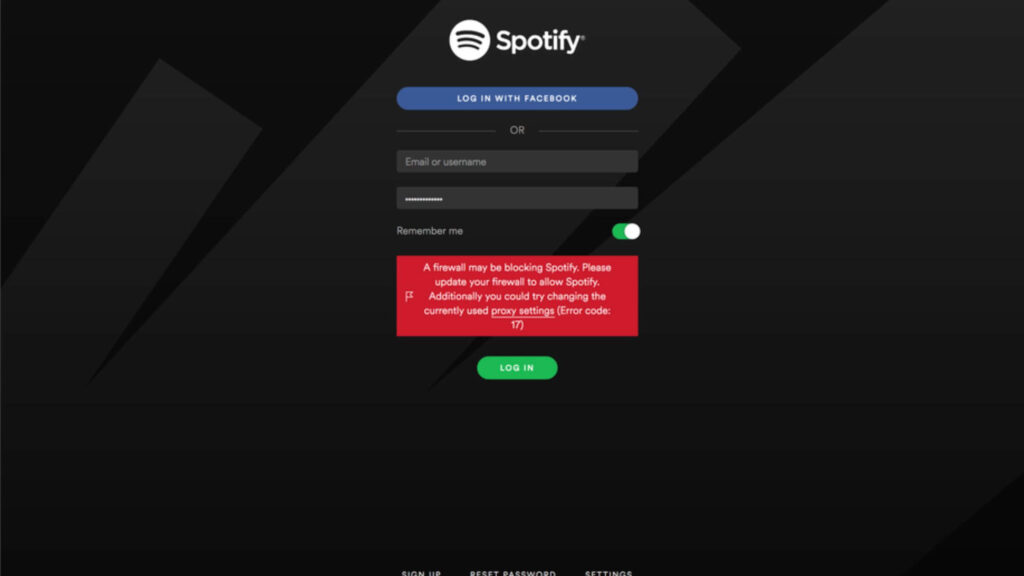 Log In Problems on Spotify