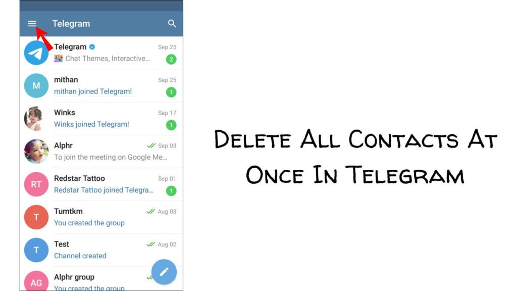 Delete All Contacts At Once In Telegram