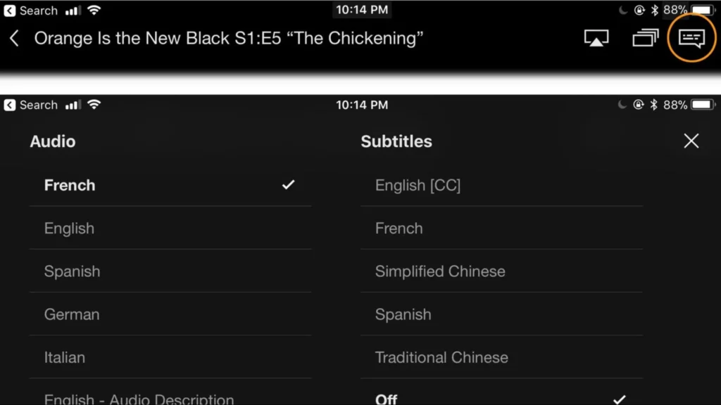 Audio settings on Netflix