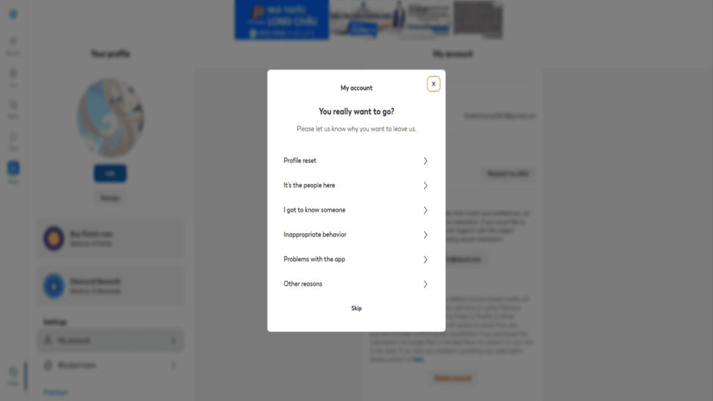 deactivate Skout account support 