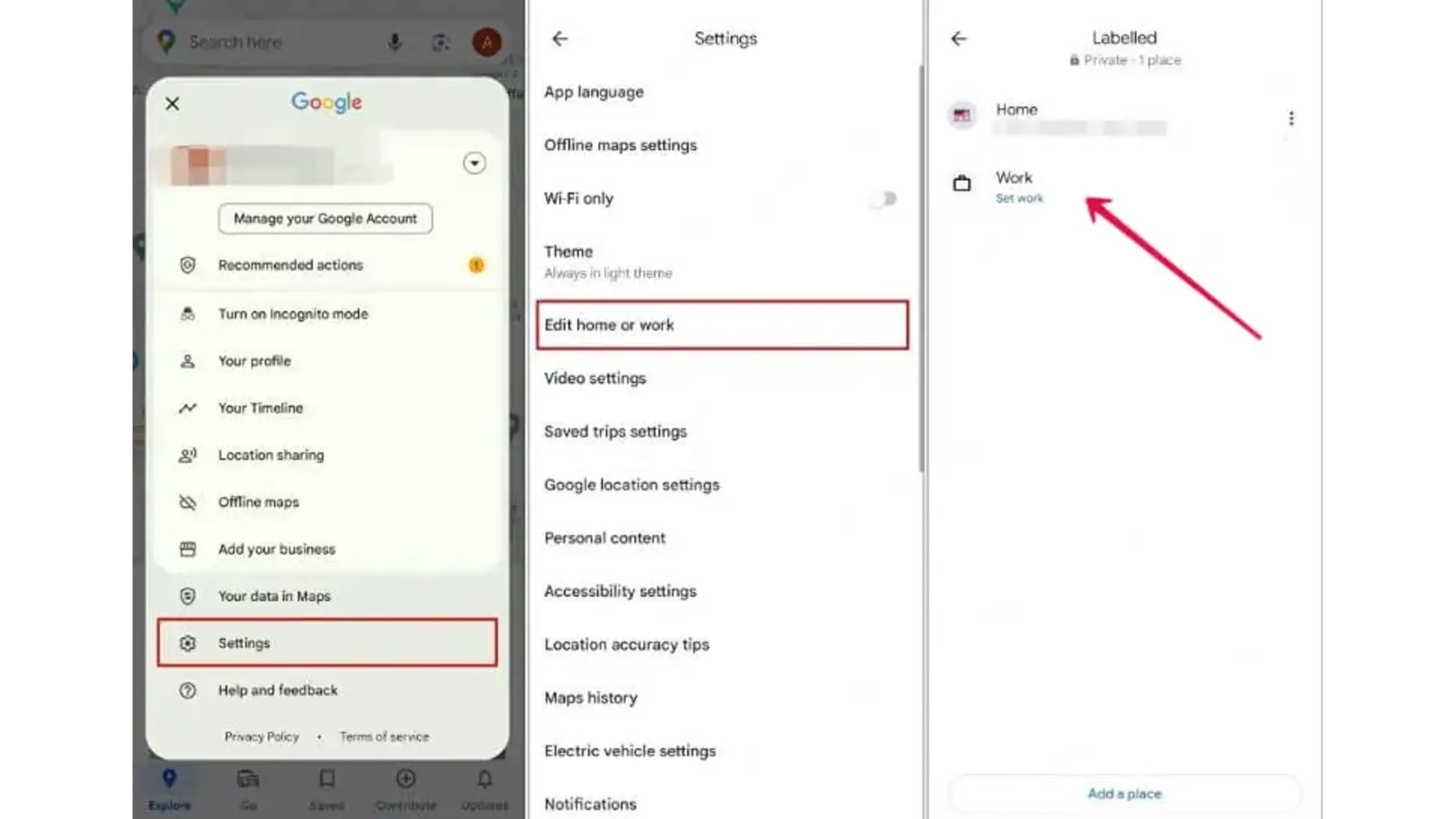 How to add a work location to Google Maps 