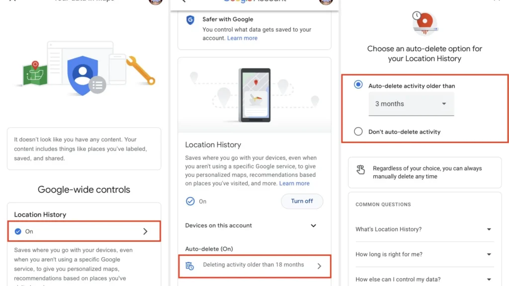 Delete location history