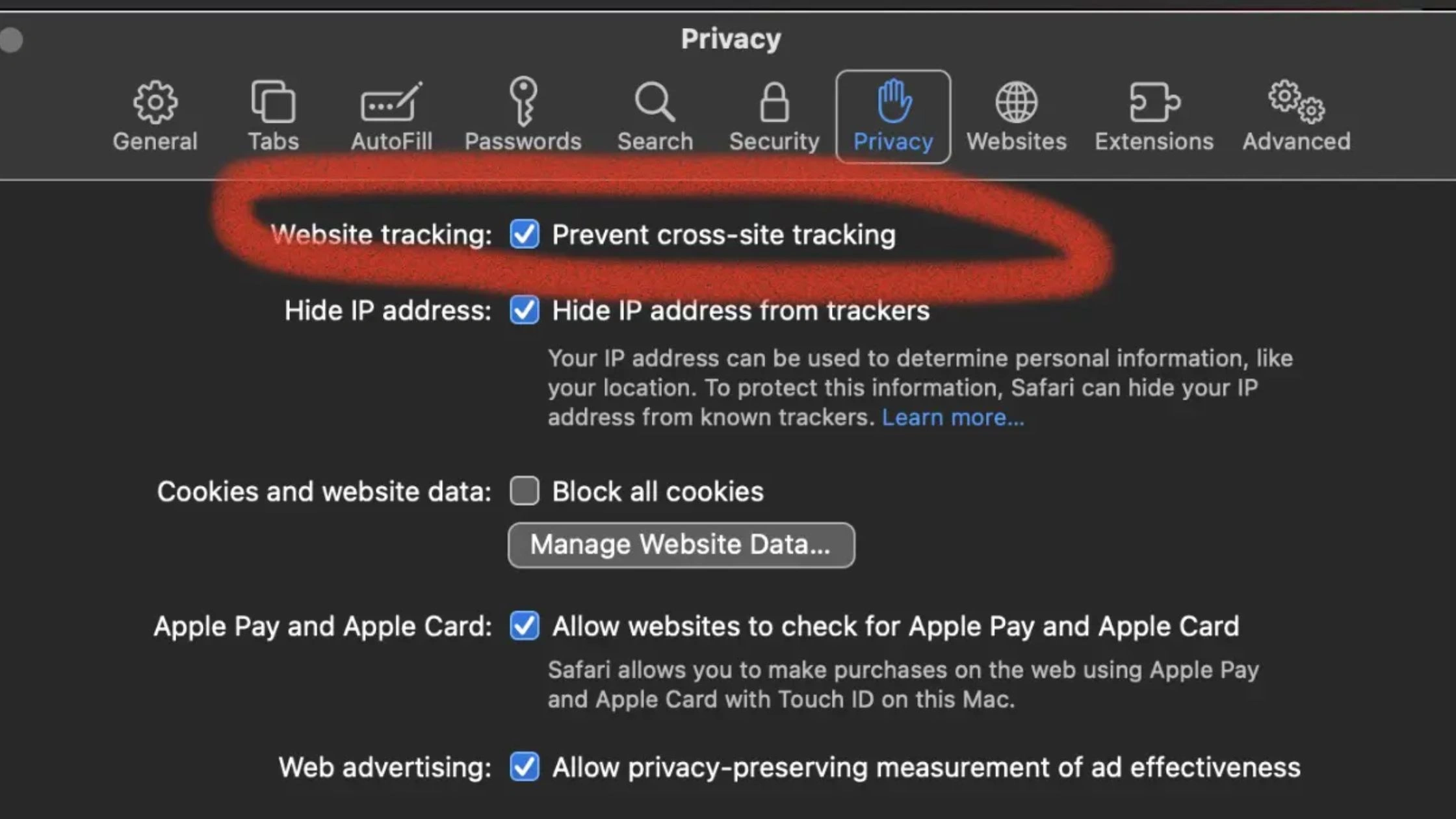 alt: Cross-Site Tracking in Safari on Desktop