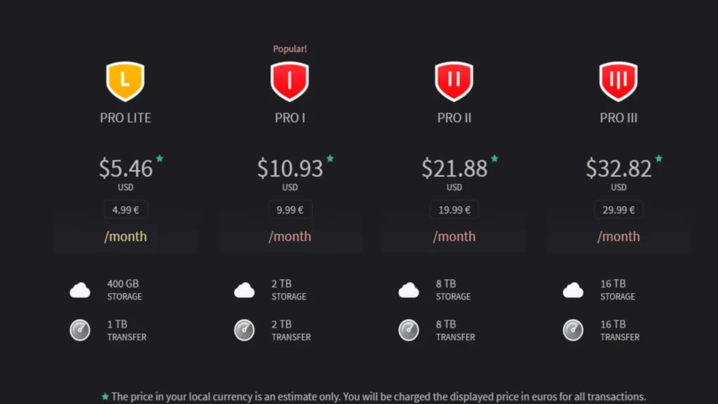 Free accounts get only a few gigabytes of transfer every 6 hours