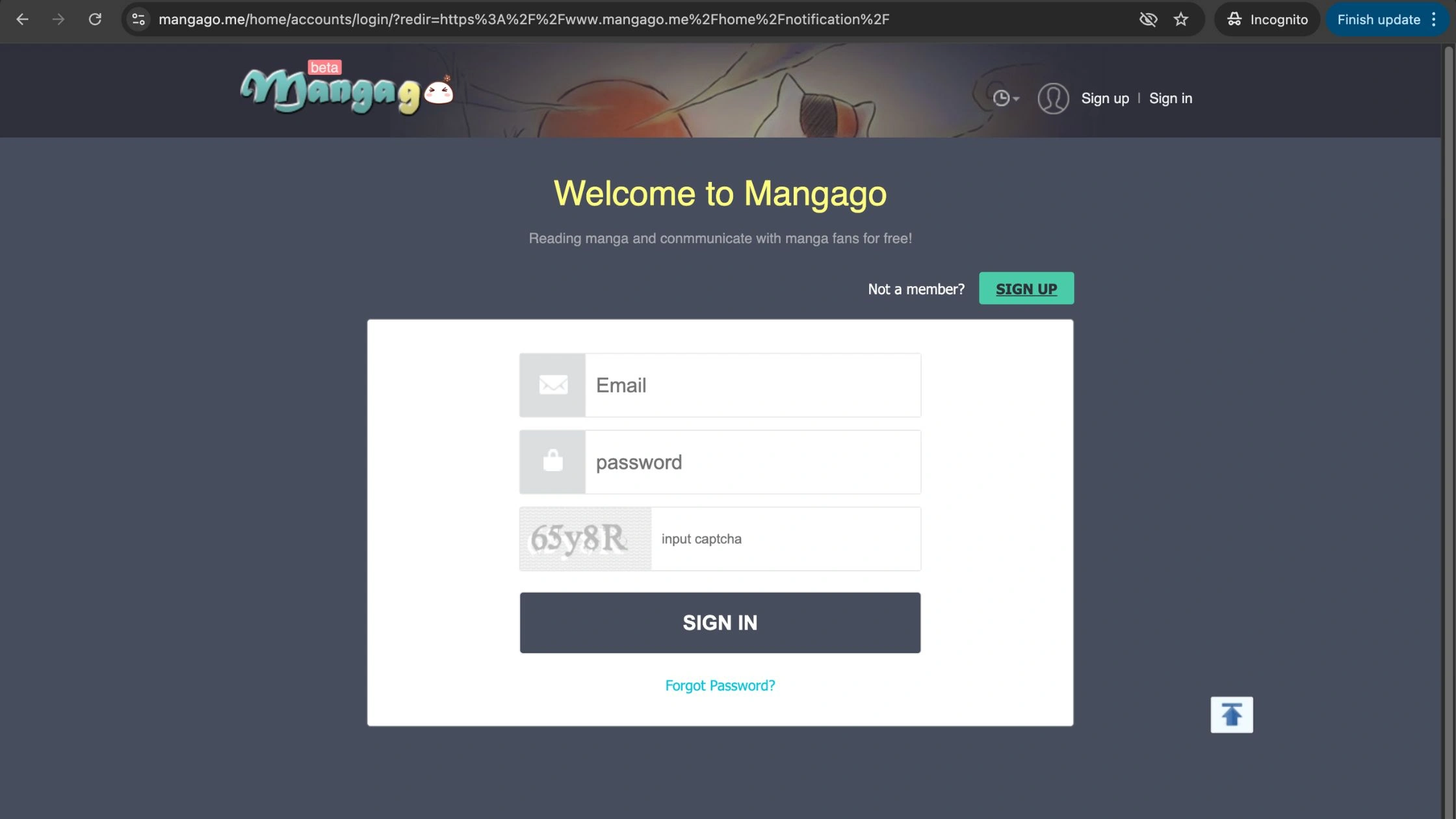 alt: MangaGo  incognito mode