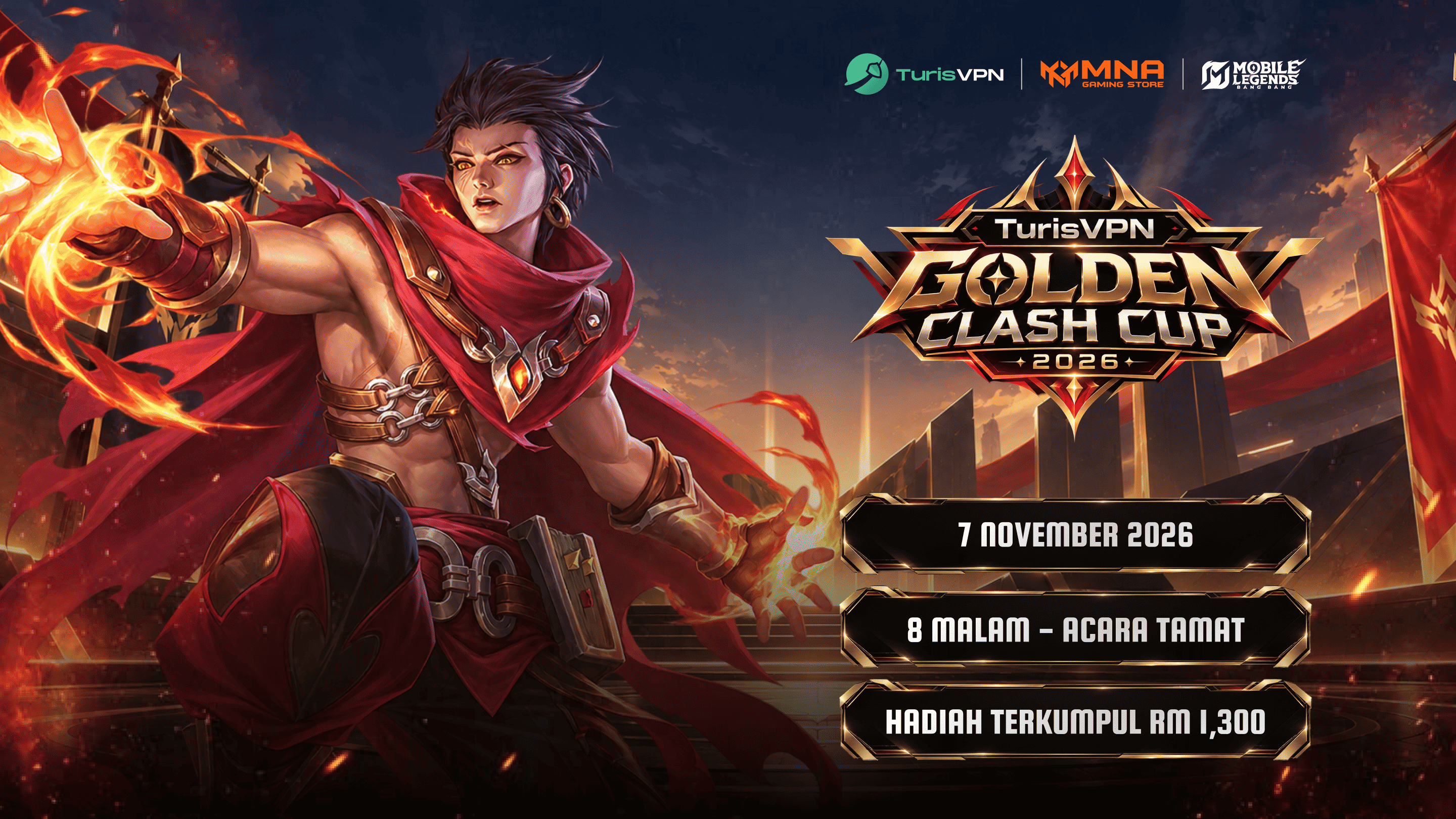 🏆 TurisVPN Golden Clash Cup 2026: Kumpul Skuad, Rebut Hadiah RM1,300! 🎮